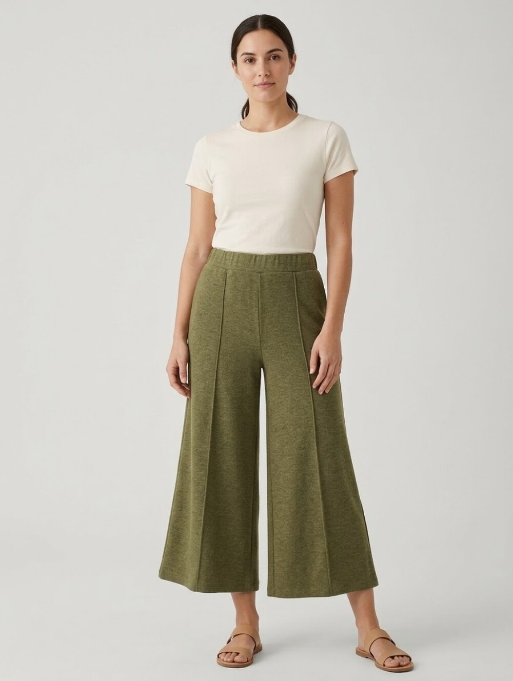NWT-Simons Wide Leg Knit Pants in Olive Green